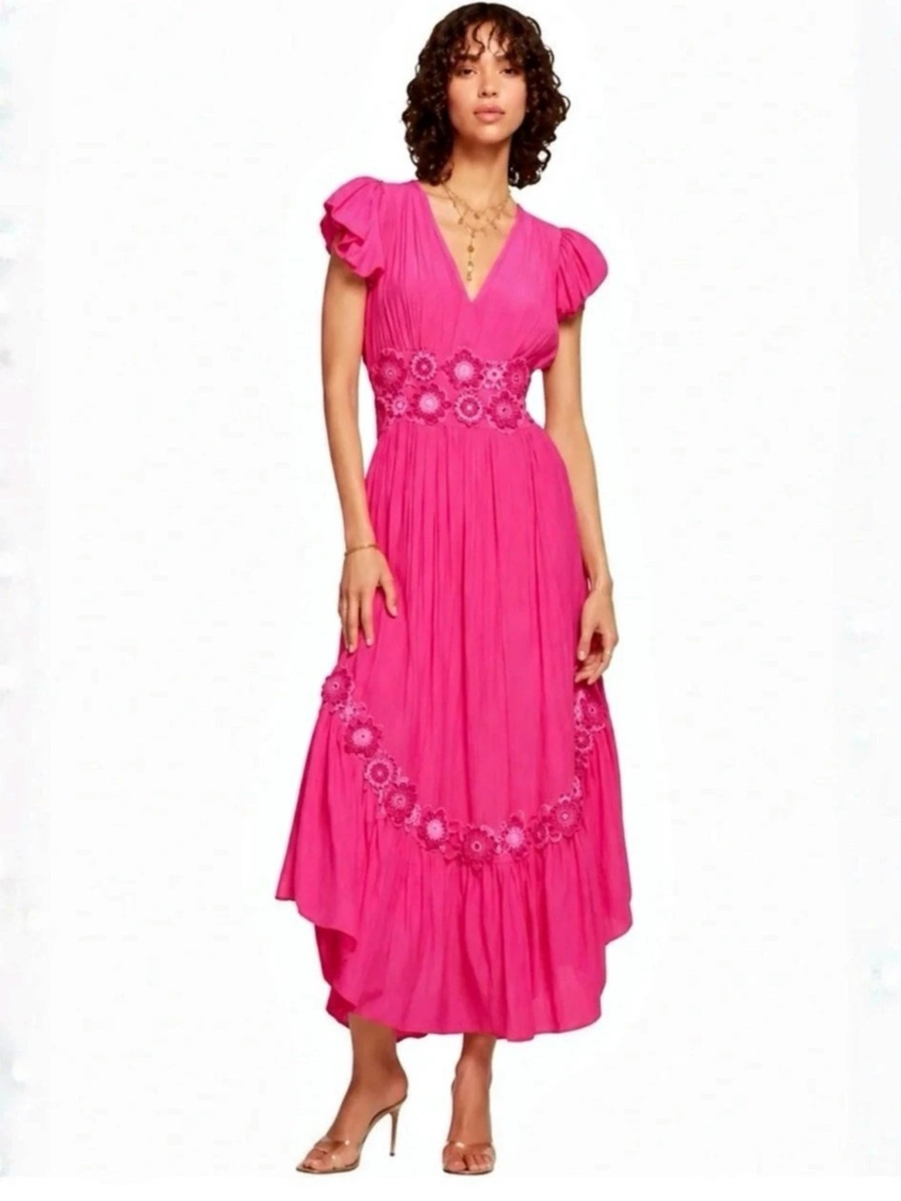 Pink Floral Midi Dress size small